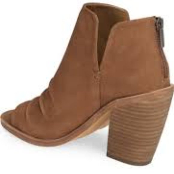 Vince Camuto Kreesi Ruched Leather Peep Toe Bootie - Picture 2 of 4